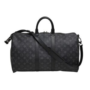 LOUIS VUITTON Eclipse Black Keepall Bandouliere Boston Bag Black